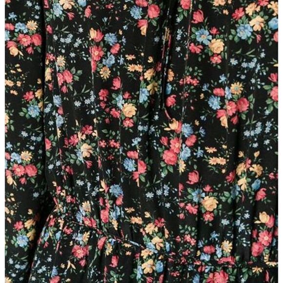 Saint Laurent Bouquet-Print Peasant Midi Dress, Black Pattern Women’s Sz Small S - Picture 16 of 16